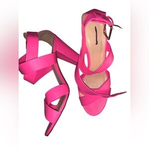 Hot Pink Leather J. Crew Heels, Size 8 Made in Italy